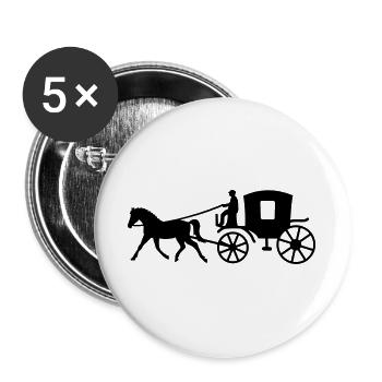 kutsche kutscher pferd - Buttons groß 56 mm (5er Pack) - Weiß - Vorne