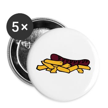 currywurst frite saucisse - Lot de 5 grands badges (56 mm) - blanc - Devant