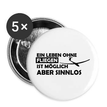 ein leben ohne fliegen - Buttons groß 56 mm (5er Pack) - Weiß - Vorne