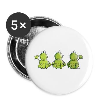 Frosch Trio - Buttons groß 56 mm (5er Pack) - Weiß - Vorne