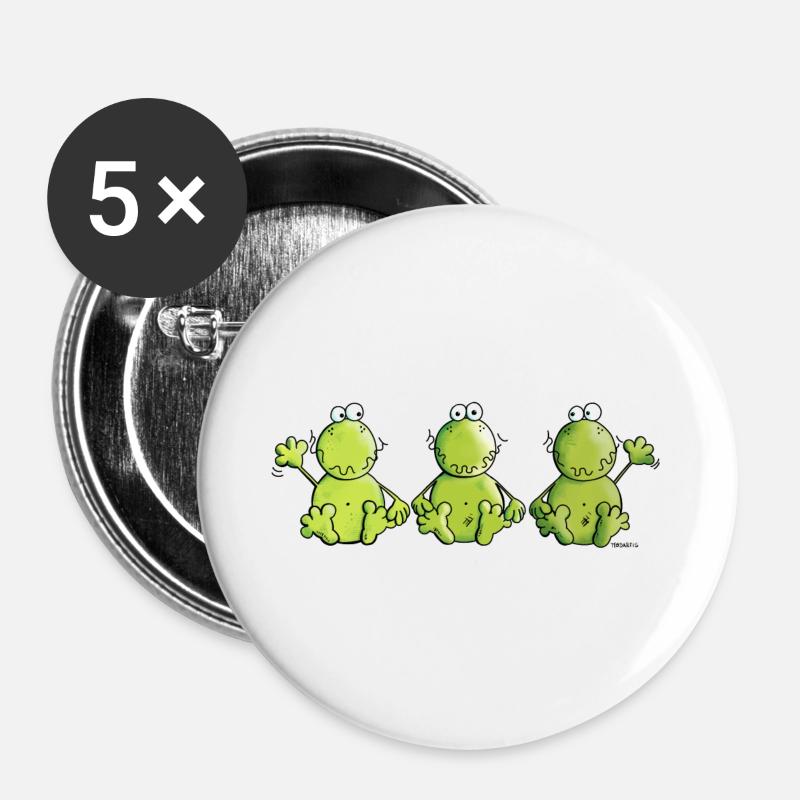 Three Frogs - Buttons large 2.2''/56 mm (5-pack) - white