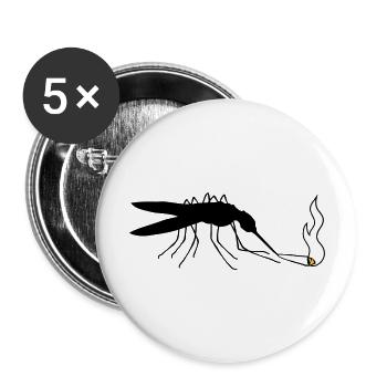 moskito kiffen rauchen drogen weed hanf joint cann - Buttons groß 56 mm (5er Pack) - Weiß - Vorne
