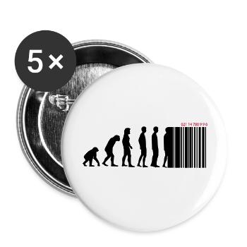 DARWIN - EVOLUTION SOCIETE - CODE BARRE - Lot de 5 grands badges (56 mm) - blanc - Devant