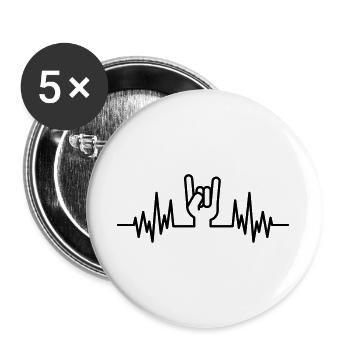 rock hand beat - Buttons groß 56 mm (5er Pack) - Weiß - Vorne