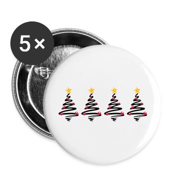 Weihnachten - Weihnachtsbäume Sterne - Buttons groß 56 mm (5er Pack) - Weiß - Vorne