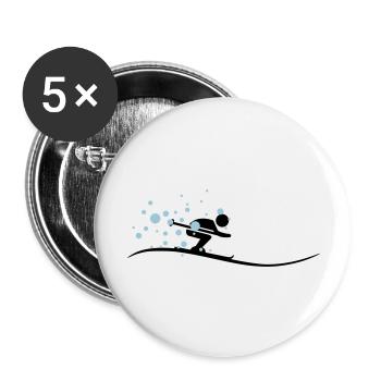 Sport - Skifahrer - Buttons groß 56 mm (5er Pack) - Weiß - Vorne