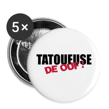 Tätowierer / Zeichnung / Tattoo / Tattooist - Buttons groß 56 mm (5er Pack) - Weiß - Vorne