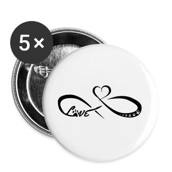 unendliches herz pfoten spur text - Buttons groß 56 mm (5er Pack) - Weiß - Vorne