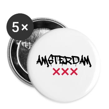 amsterdam - Buttons groß 56 mm (5er Pack) - Weiß - Vorne