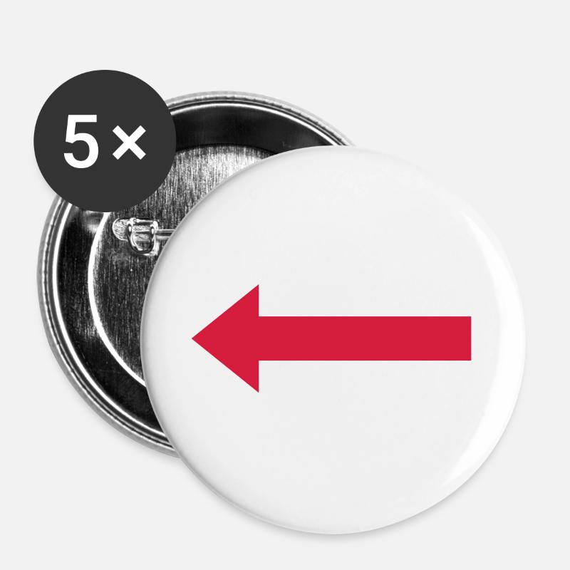 Red arrow to the left - Buttons large 2.2''/56 mm (5-pack) - white
