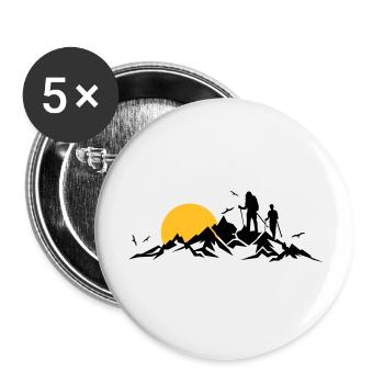 Natur - Berge Wanderer - Buttons groß 56 mm (5er Pack) - Weiß - Vorne