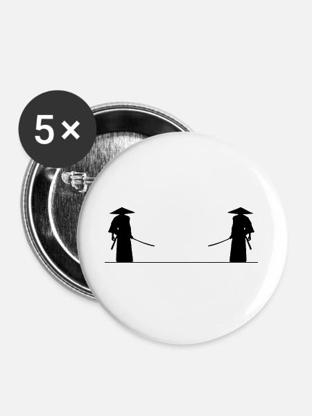 Samurai Kampf - Buttons groß 56 mm (5er Pack) - Weiß