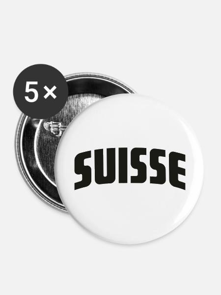 SUISSE - Buttons groß 56 mm (5er Pack) - Weiß