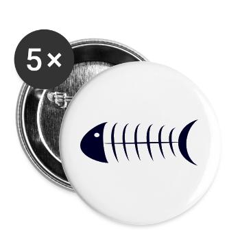 poisson - Lot de 5 grands badges (56 mm) - blanc - Devant