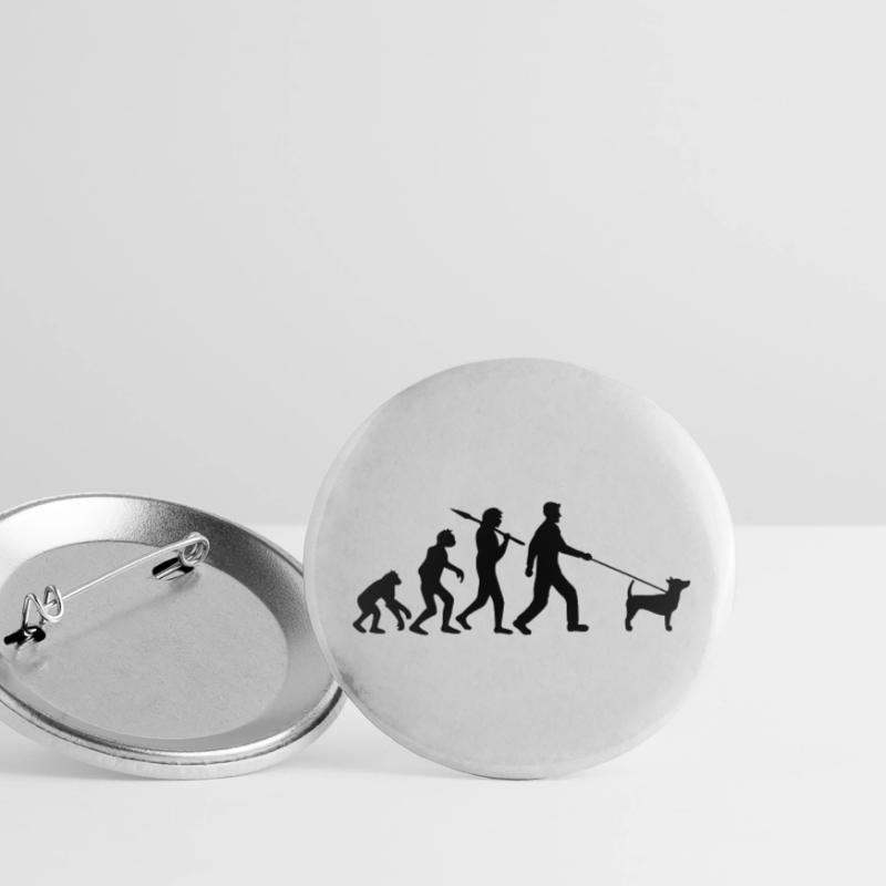 Evolution Gassi gehen Hund Steinzeit Entwicklung C Buttons groß 56 mm (5er Pack)