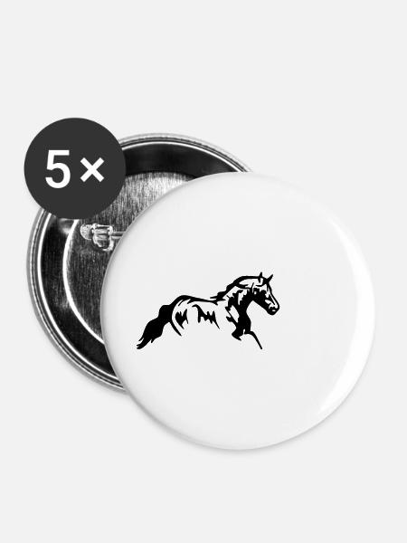 horses stallion mare foal - Buttons large 2.2''/56 mm (5-pack) - white