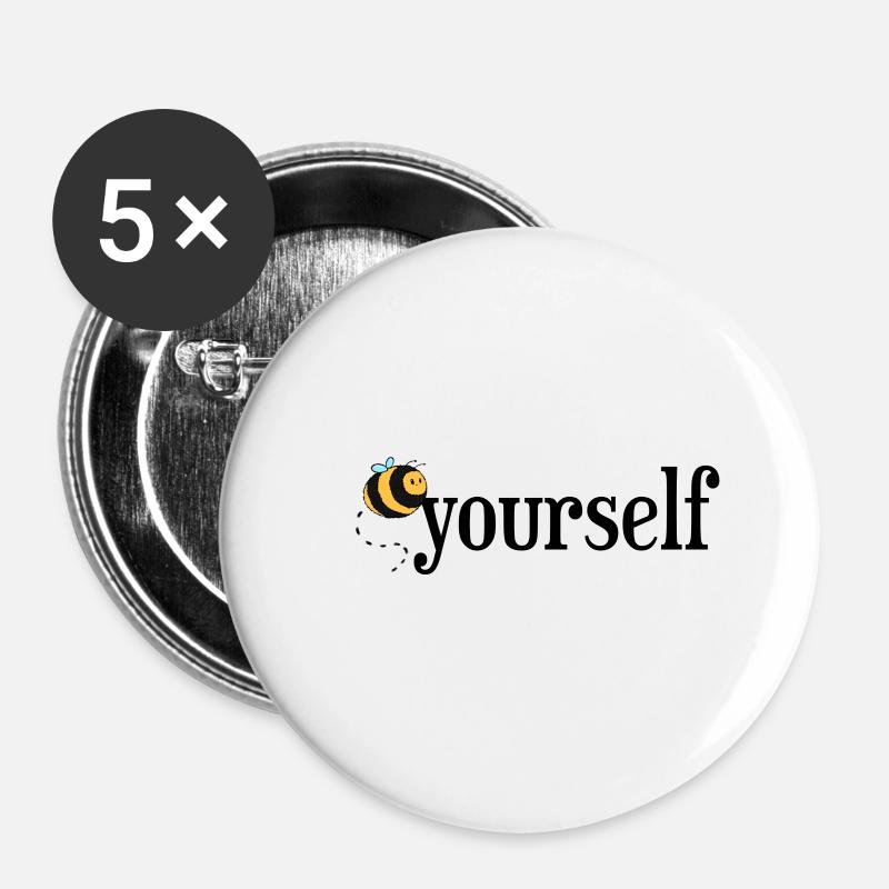 Bee Yourself! - Buttons large 2.2''/56 mm (5-pack) - white