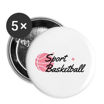 Basketball - Buttons groß 56 mm (5er Pack) - Weiß - Vorne