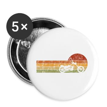 Motorradfahrer Biker Motorrad Chopper Retro Bobber - Buttons groß 56 mm (5er Pack) - Weiß - Vorne