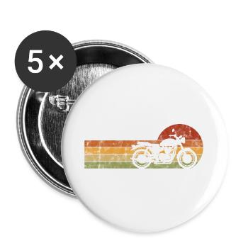 Biker Retro Chopper Bobber Motorradfahrer Motorrad - Buttons groß 56 mm (5er Pack) - Weiß - Vorne