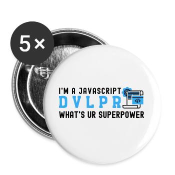 Ich bin ein Javascript-Entwickler, was ist Ihre Supermacht - Buttons groß 56 mm (5er Pack) - Weiß - Vorne