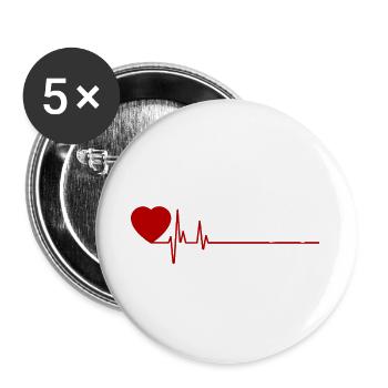 Female Weightlifting White with Red Heart Rate - Buttons large 2.2''/56 mm (5-pack) - white - Front