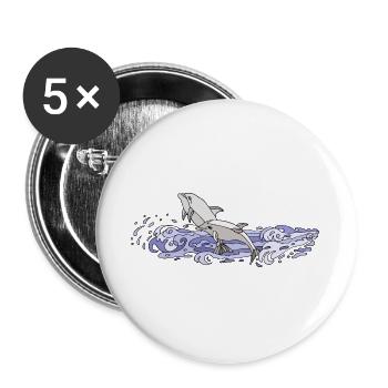 Dolphins - Buttons large 2.2''/56 mm (5-pack) - white - Front