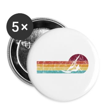 Surfing Windsurfer Windsurfing Windsurfing Retro - Buttons large 2.2''/56 mm (5-pack) - white - Front