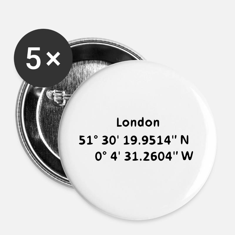 London, London - Buttons large 2.2''/56 mm (5-pack) - white