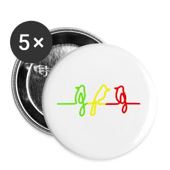 Three little birds Reggae Rasta Jamaica Bird - Buttons large 2.2''/56 mm (5-pack) - white - Front