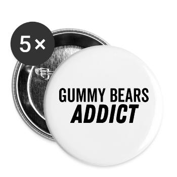 Gummy Bears Addict - Buttons large 2.2''/56 mm (5-pack) - white - Front