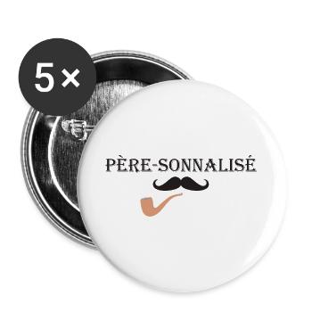 Père Personnalisé - Lot de 5 grands badges (56 mm) - blanc - Devant