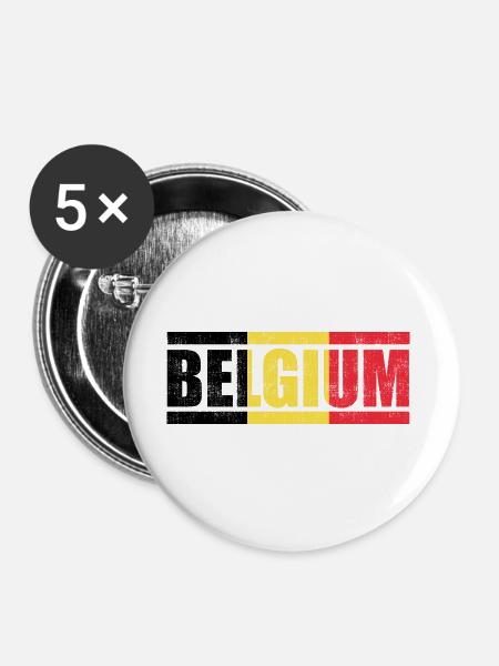 Belgien - Buttons groß 56 mm (5er Pack) - Weiß