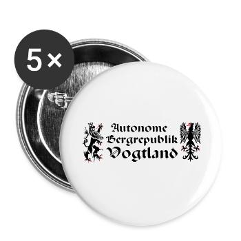 Vogtland autonom Greif Löwe Sachsen Bergrepublik - Buttons groß 56 mm (5er Pack) - Weiß - Vorne