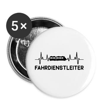 Fahrdienstleiter Zug Eisenbahn Herzschlag - Buttons groß 56 mm (5er Pack) - Weiß - Vorne