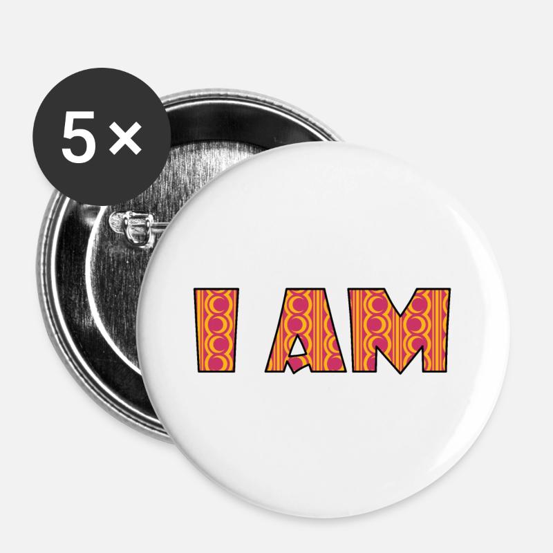 I am - I am - Buttons large 2.2''/56 mm (5-pack) - white