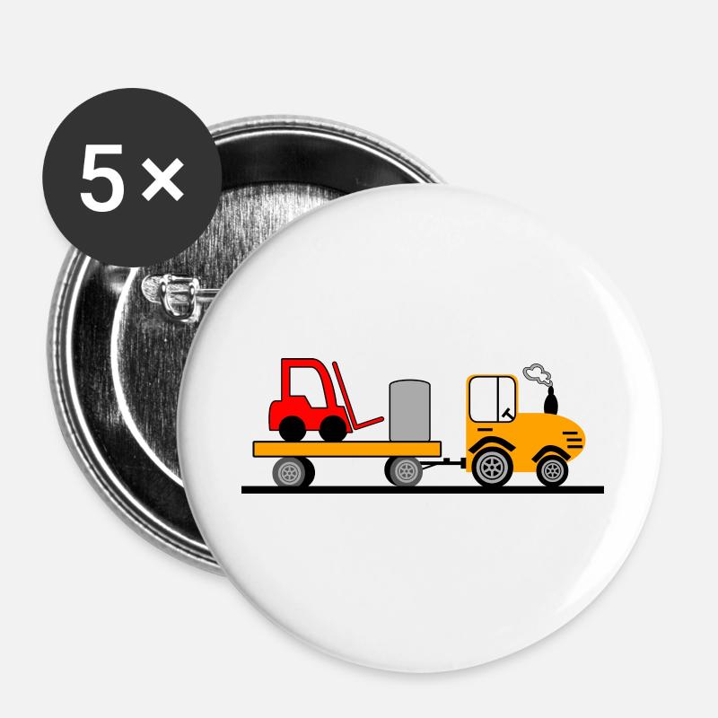 Tractor - Buttons large 2.2''/56 mm (5-pack) - white