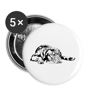 BORDEAUXDOGGE Dogue de Bordeaux Hunde Wilsigns - Buttons groß 56 mm (5er Pack) - Weiß - Vorne