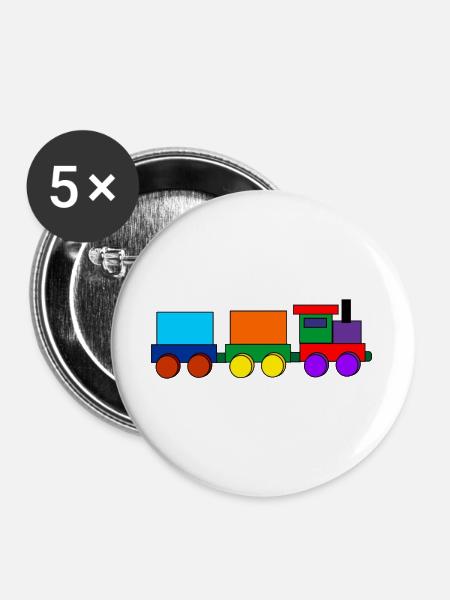 Spielzeugeisenbahn - Buttons groß 56 mm (5er Pack) - Weiß