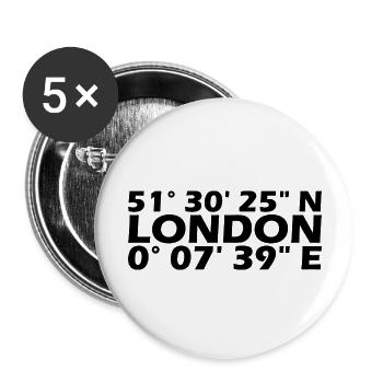 Coordonnées de Londres - Lot de 5 grands badges (56 mm) - blanc - Devant