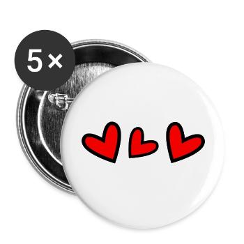 HERZ. HERZ. VALENTINSTAG. LIEBE. LIEBE - Buttons groß 56 mm (5er Pack) - Weiß - Vorne