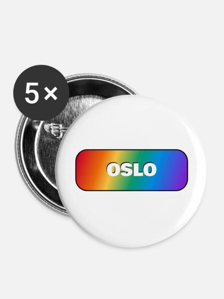 OSLO PRIDE REGENBOGEN - Buttons groß 56 mm (5er Pack) - Weiß