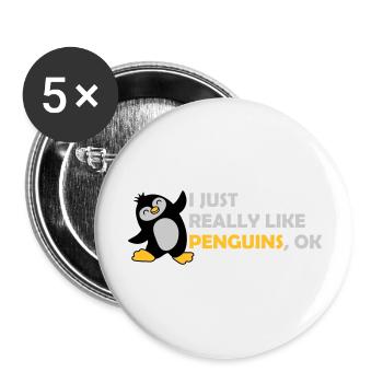 J’aime juste les pingouins - Lot de 5 grands badges (56 mm) - blanc - Devant
