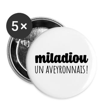 Miladiou aveyronnais - Lot de 5 grands badges (56 mm) - blanc - Devant