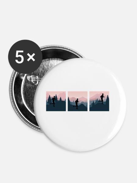 trailrunning "läuft in den bergen" alpincross - Buttons groß 56 mm (5er Pack) - Weiß