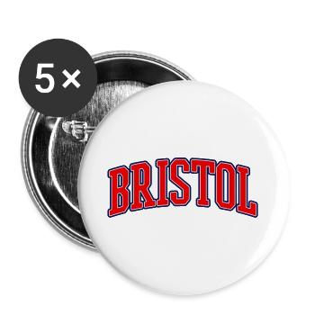 Bristol Varsity Schriftzug - Buttons groß 56 mm (5er Pack) - Weiß - Vorne