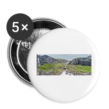 Trollstigen, Tverelva Landschaft Stigfossen Norwegen - Buttons groß 56 mm (5er Pack) - Weiß - Vorne