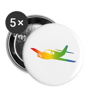 Airplane Rainbow Course - Buttons large 2.2''/56 mm (5-pack) - white - Front