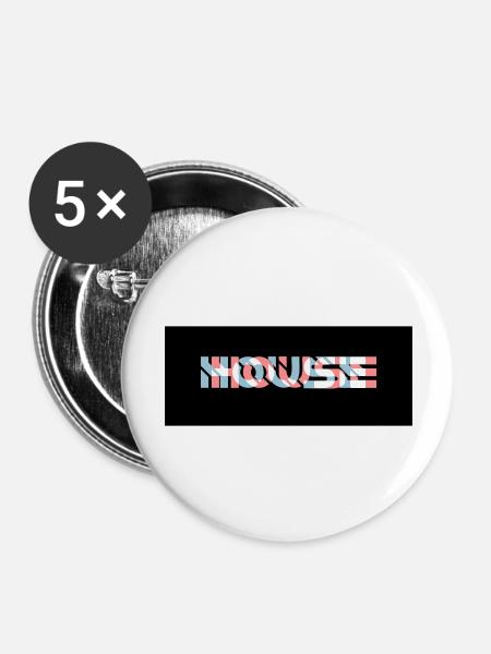 3D Effekt House Logo - Buttons groß 56 mm (5er Pack) - Weiß