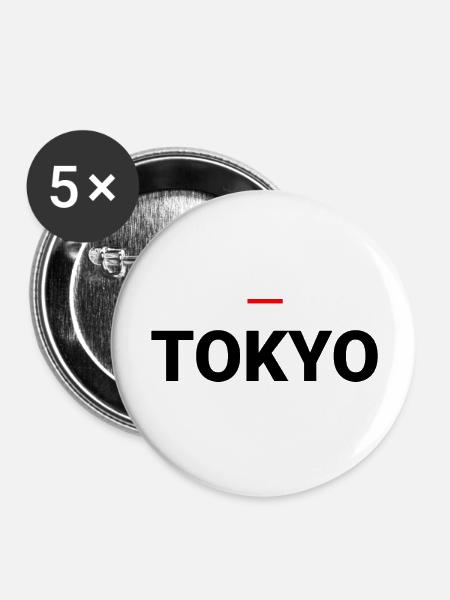 Tokio – Japan-Typografie - Buttons groß 56 mm (5er Pack) - Weiß
